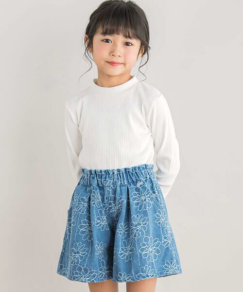 BeBe Petits Pois Vert / ベベ プチ ポワ ヴェール その他パンツ | 【店舗限定】【お揃い】花刺しゅうデニムキュロット(95~150cm) | 詳細7