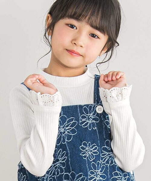 BeBe Petits Pois Vert / ベベ プチ ポワ ヴェール Tシャツ | 【店舗限定】リブ袖レーストップス(95~160cm) | 詳細3