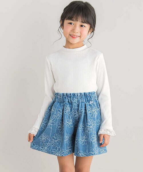 BeBe Petits Pois Vert / ベベ プチ ポワ ヴェール Tシャツ | 【店舗限定】リブ袖レーストップス(95~160cm) | 詳細4