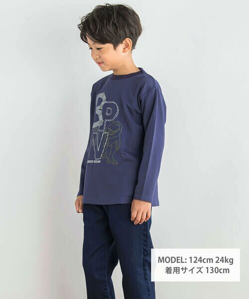 BeBe Petits Pois Vert / ベベ プチ ポワ ヴェール Tシャツ | 【店舗限定】ロゴ恐竜プリントTシャツ(95~160cm) | 詳細1