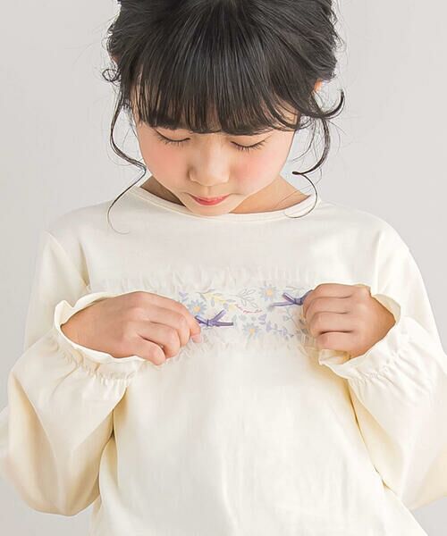 BeBe Petits Pois Vert / ベベ プチ ポワ ヴェール Tシャツ | 【店舗限定】花プリント天竺トップス(95~150cm) | 詳細4