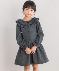 【店舗限定】二重襟チェック柄ワンピース(95~150cm)