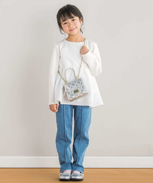 BeBe Petits Pois Vert / ベベ プチ ポワ ヴェール スウェット | 【店舗限定】ポンチ＋花ジャガードスカラップトップス(95~160cm) | 詳細2