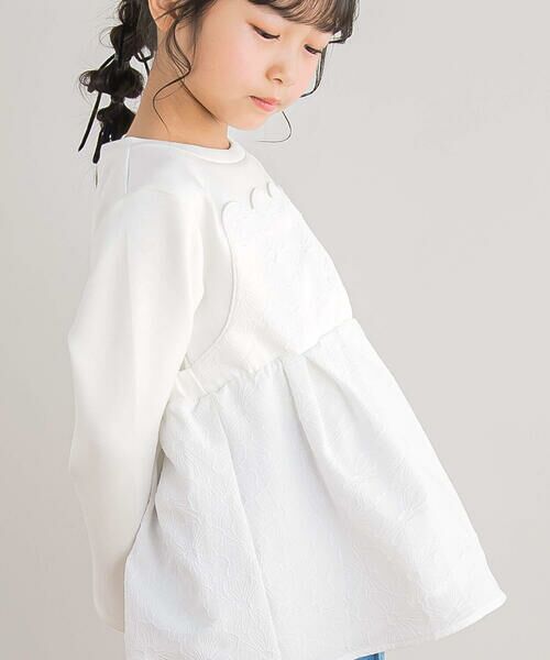 BeBe Petits Pois Vert / ベベ プチ ポワ ヴェール スウェット | 【店舗限定】ポンチ＋花ジャガードスカラップトップス(95~160cm) | 詳細4