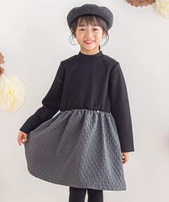 【店舗限定】ポンチ＋キルトジャガードワンピース(95~150cm)