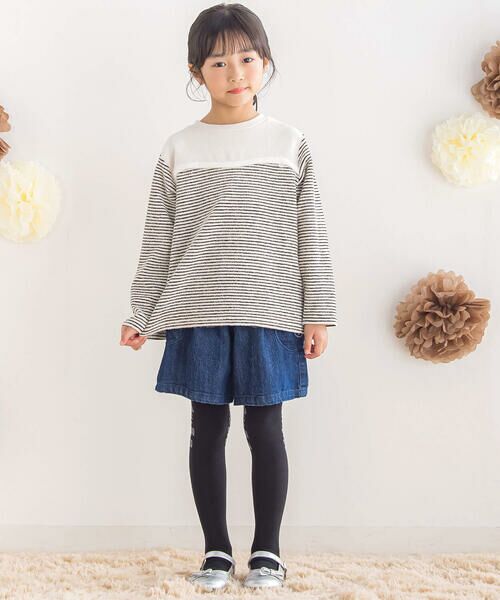 BeBe Petits Pois Vert / ベベ プチ ポワ ヴェール Tシャツ | 【店舗限定】ボーダー＋起毛 ボンディングトップス(95~160cm) | 詳細2