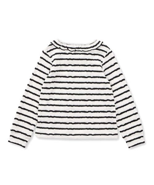 BeBe Petits Pois Vert / ベベ プチ ポワ ヴェール Tシャツ | 【店舗限定】ボーダー襟フリルトップス(95~150cm) | 詳細2