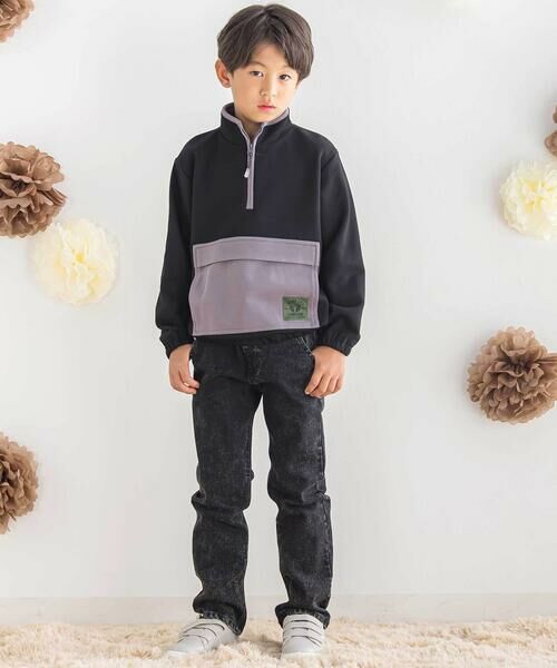 BeBe Petits Pois Vert / ベベ プチ ポワ ヴェール スウェット | 【店舗限定】裏毛＋カンガルーポケットハーフジップトレーナー(95~150cm) | 詳細1