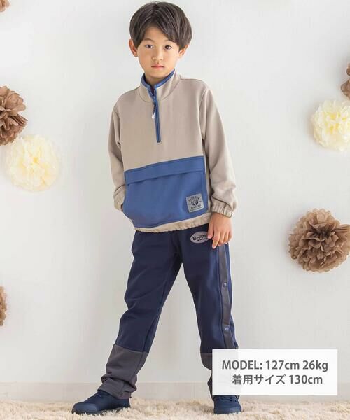 BeBe Petits Pois Vert / ベベ プチ ポワ ヴェール スウェット | 【店舗限定】裏毛＋カンガルーポケットハーフジップトレーナー(95~150cm) | 詳細8