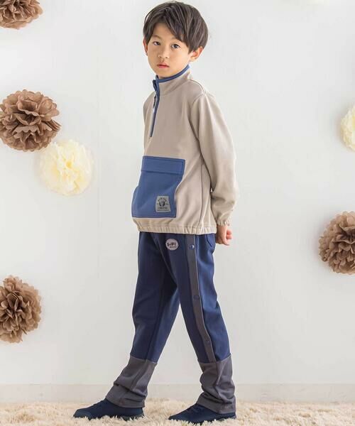 BeBe Petits Pois Vert / ベベ プチ ポワ ヴェール スウェット | 【店舗限定】裏毛＋カンガルーポケットハーフジップトレーナー(95~150cm) | 詳細9