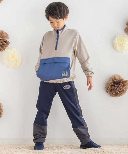 BeBe Petits Pois Vert / ベベ プチ ポワ ヴェール チノ・ワークパンツ | 【店舗限定】裏毛配色ロングパンツ(95~150cm) | 詳細2