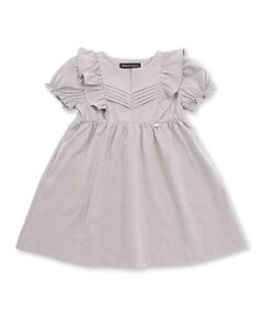 BeBe Petits Pois Vert / ベベ プチ ポワ ヴェール ミニ丈・ひざ丈ワンピース | センタータックパフスリーブワンピース(95~150cm)