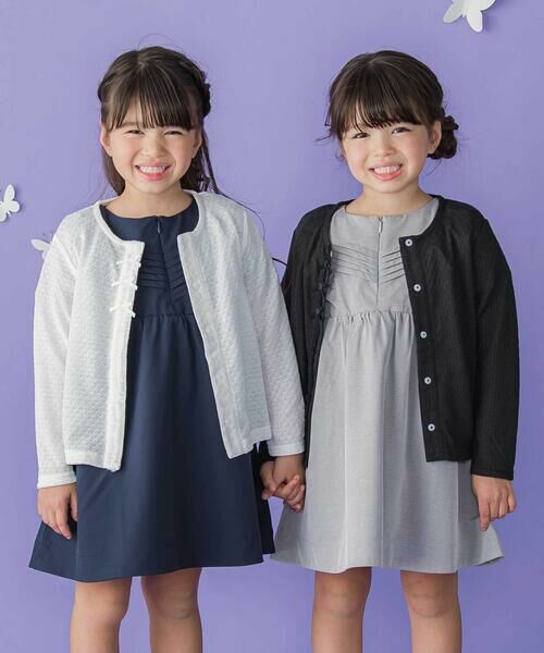 BeBe Petits Pois Vert / ベベ プチ ポワ ヴェール ミニ丈・ひざ丈ワンピース | センタータックパフスリーブワンピース(95~150cm) | 詳細2