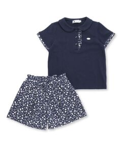 BeBe Petits Pois Vert / ベベ プチ ポワ ヴェール Tシャツ | 【お揃い】カノコTシャツ＋花柄ショートパンツ セット(95~150cm)