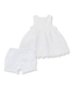 BeBe Petits Pois Vert / ベベ プチ ポワ ヴェール Tシャツ | 異素材組み合わせレースワンピース＋ブルマ セット(70~90cm)