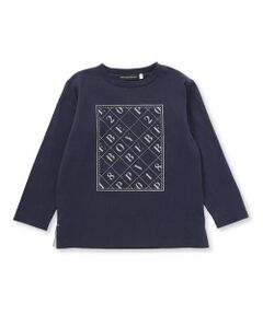 BeBe Petits Pois Vert / ベベ プチ ポワ ヴェール Tシャツ | 刺しゅう風プリント入り長袖Tシャツ(95~150cm)