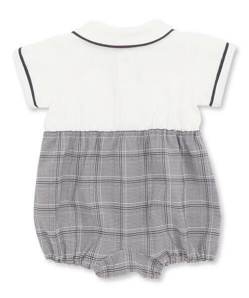 BeBe Petits Pois Vert / ベベ プチ ポワ ヴェール ロンパース | 【お揃い】カノコ＋千鳥格子ベビーロンパース(70~80cm) | 詳細3
