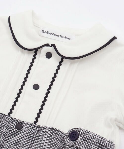 BeBe Petits Pois Vert / ベベ プチ ポワ ヴェール ロンパース | 【お揃い】カノコ＋千鳥格子ベビーロンパース(70~80cm) | 詳細4