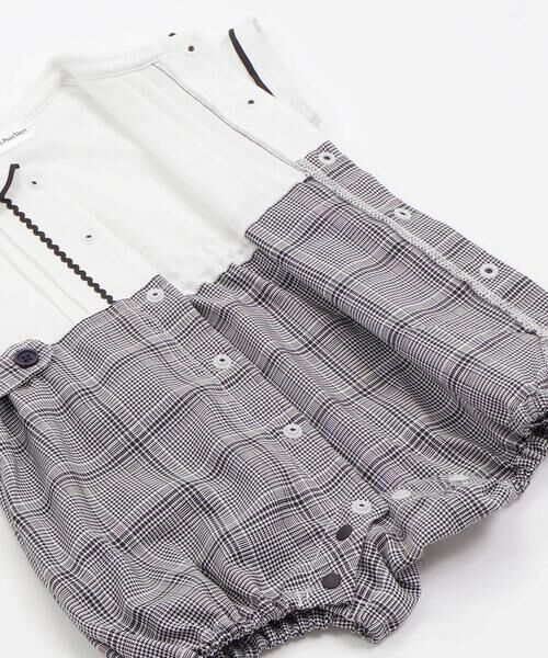 BeBe Petits Pois Vert / ベベ プチ ポワ ヴェール ロンパース | 【お揃い】カノコ＋千鳥格子ベビーロンパース(70~80cm) | 詳細9