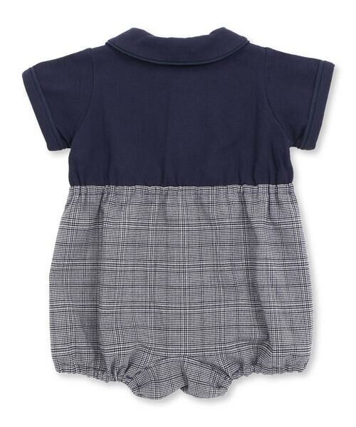 BeBe Petits Pois Vert / ベベ プチ ポワ ヴェール ロンパース | 【お揃い】カノコ＋千鳥格子ベビーロンパース(70~80cm) | 詳細12