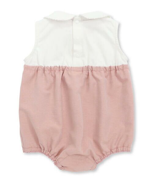 BeBe Petits Pois Vert / ベベ プチ ポワ ヴェール ロンパース | チェックリボンポイントロンパース(70~80cm) | 詳細3