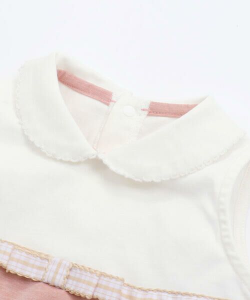 BeBe Petits Pois Vert / ベベ プチ ポワ ヴェール ロンパース | チェックリボンポイントロンパース(70~80cm) | 詳細4