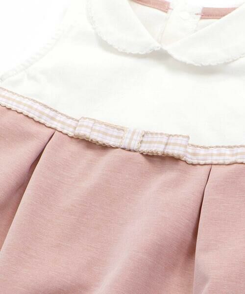 BeBe Petits Pois Vert / ベベ プチ ポワ ヴェール ロンパース | チェックリボンポイントロンパース(70~80cm) | 詳細6