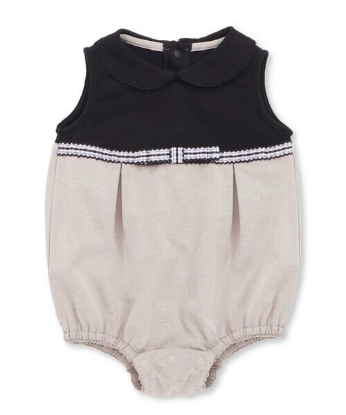 BeBe Petits Pois Vert / ベベ プチ ポワ ヴェール ロンパース | チェックリボンポイントロンパース(70~80cm) | 詳細11