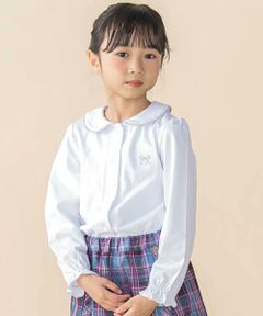 BeBe Petits Pois Vert / ベベ プチ ポワ ヴェール シャツ・ブラウス | 丸襟パイピング天竺長袖ブラウス(95~150cm)