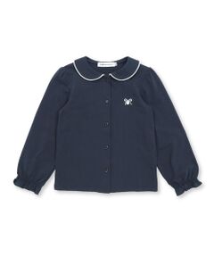 BeBe Petits Pois Vert / ベベ プチ ポワ ヴェール シャツ・ブラウス | 丸襟パイピング天竺長袖ブラウス(95~150cm)