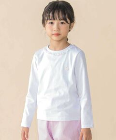 BeBe Petits Pois Vert / ベベ プチ ポワ ヴェール Tシャツ | 天竺レースポイントロングTシャツ(95~150cm)