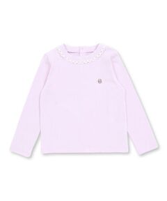 BeBe Petits Pois Vert / ベベ プチ ポワ ヴェール Tシャツ | 天竺レースポイントロングTシャツ(95~150cm)