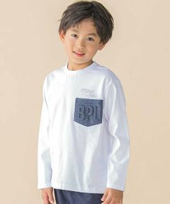BeBe Petits Pois Vert / ベベ プチ ポワ ヴェール Tシャツ | エンボスポケット天竺長袖Tシャツ(95~160cm)