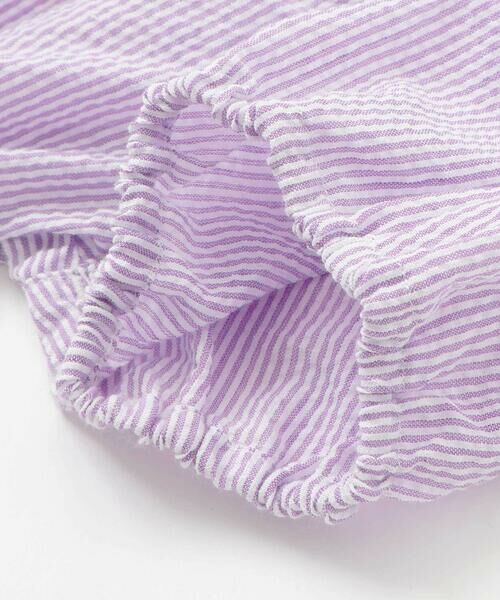 BeBe Petits Pois Vert / ベベ プチ ポワ ヴェール セットアップ | アニマルパッチ刺しゅう半袖Tシャツ+ストライプブルマセット(80~90cm) | 詳細16