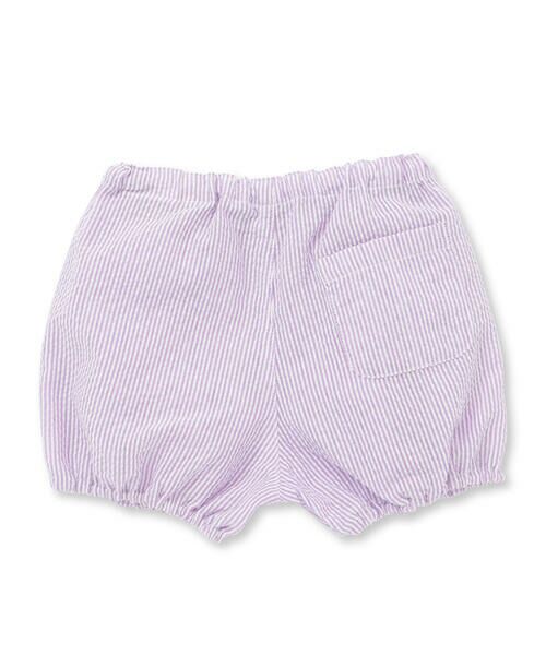 BeBe Petits Pois Vert / ベベ プチ ポワ ヴェール セットアップ | アニマルパッチ刺しゅう半袖Tシャツ+ストライプブルマセット(80~90cm) | 詳細8