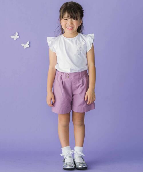 BeBe Petits Pois Vert / ベベ プチ ポワ ヴェール ミニ・ひざ丈スカート | 裾ダブルウエストバンドキュロットパンツ(95~160cm) | 詳細8