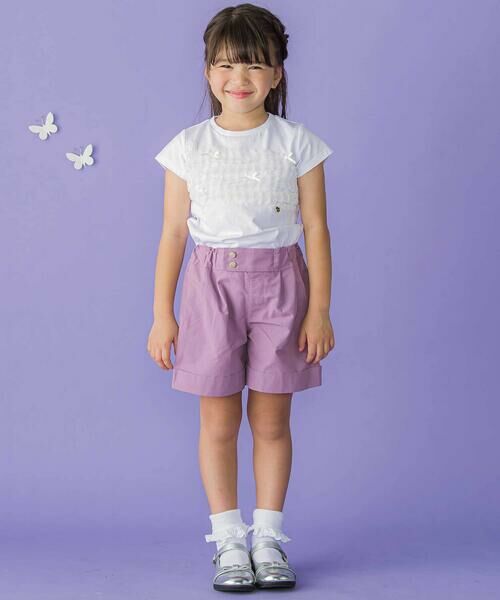 BeBe Petits Pois Vert / ベベ プチ ポワ ヴェール ミニ・ひざ丈スカート | 裾ダブルウエストバンドキュロットパンツ(95~160cm) | 詳細9