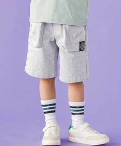 BeBe Petits Pois Vert / ベベ プチ ポワ ヴェール ショート・ハーフ・半端丈パンツ | ストレッチカラーデニムアウトポケットハーフパンツ(95~150cm)