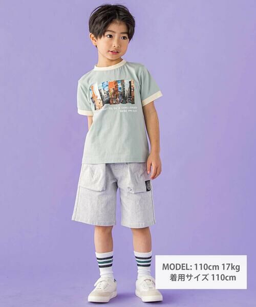 BeBe Petits Pois Vert / ベベ プチ ポワ ヴェール ショート・ハーフ・半端丈パンツ | ストレッチカラーデニムアウトポケットハーフパンツ(95~150cm) | 詳細1