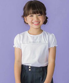 BeBe Petits Pois Vert / ベベ プチ ポワ ヴェール Tシャツ | パールラインパフスリーブ天竺Tシャツ(95~160cm)