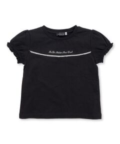 BeBe Petits Pois Vert / ベベ プチ ポワ ヴェール Tシャツ | パールラインパフスリーブ天竺Tシャツ(95~160cm)