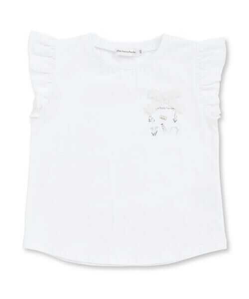 BeBe Petits Pois Vert / ベベ プチ ポワ ヴェール Tシャツ | おめかしGIRLプリント天竺フリルスリーブTシャツ(95~150cm) | 詳細4