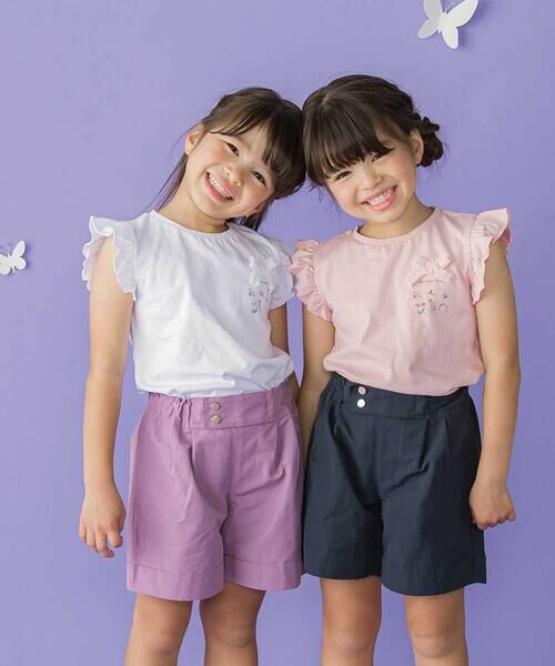 BeBe Petits Pois Vert / ベベ プチ ポワ ヴェール Tシャツ | おめかしGIRLプリント天竺フリルスリーブTシャツ(95~150cm) | 詳細7