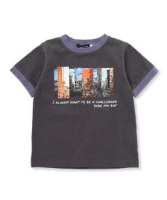 BeBe Petits Pois Vert / ベベ プチ ポワ ヴェール Tシャツ | フォトプリント天竺配色半袖リンガーTシャツ(95~150cm)