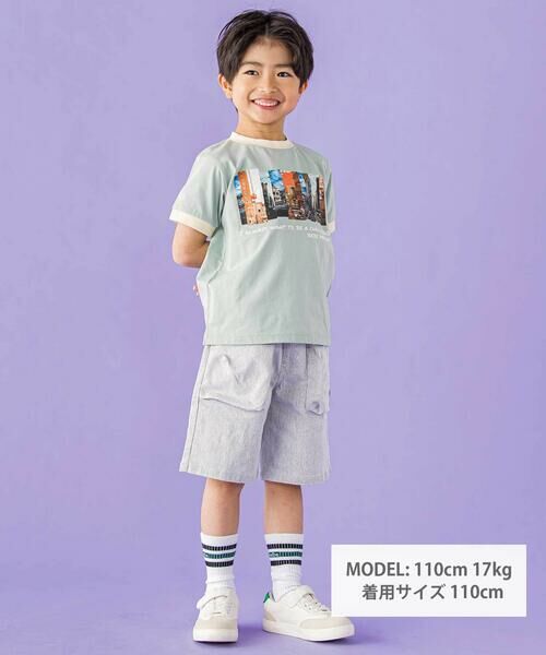 BeBe Petits Pois Vert / ベベ プチ ポワ ヴェール Tシャツ | フォトプリント天竺配色半袖リンガーTシャツ(95~150cm) | 詳細3