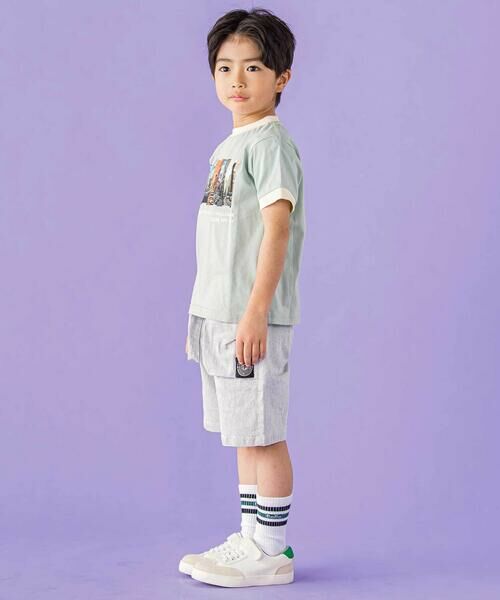 BeBe Petits Pois Vert / ベベ プチ ポワ ヴェール Tシャツ | フォトプリント天竺配色半袖リンガーTシャツ(95~150cm) | 詳細4