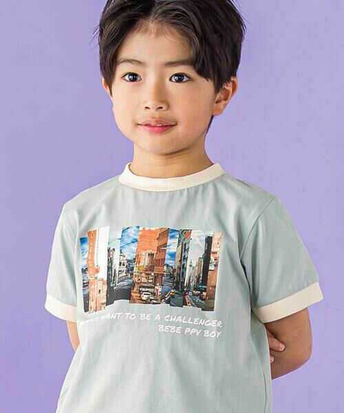 BeBe Petits Pois Vert / ベベ プチ ポワ ヴェール Tシャツ | フォトプリント天竺配色半袖リンガーTシャツ(95~150cm) | 詳細6