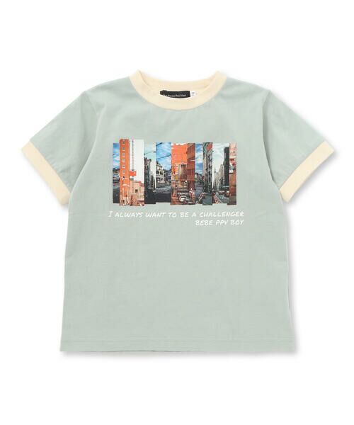 BeBe Petits Pois Vert / ベベ プチ ポワ ヴェール Tシャツ | フォトプリント天竺配色半袖リンガーTシャツ(95~150cm) | 詳細7