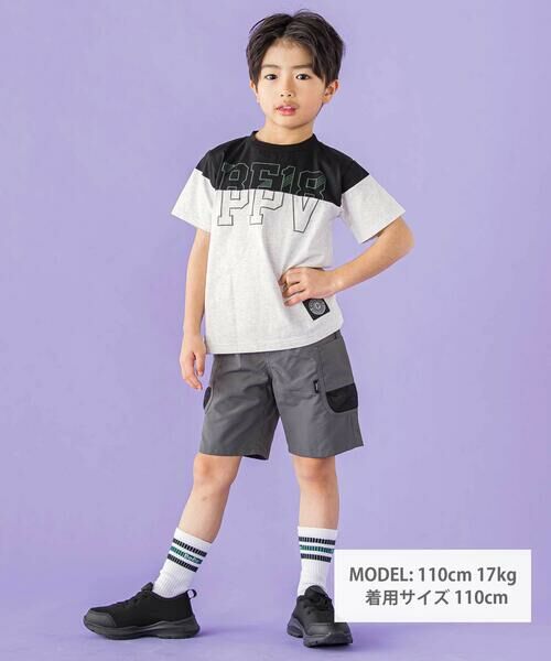 BeBe Petits Pois Vert / ベベ プチ ポワ ヴェール Tシャツ | バイカラーBIGロゴプリント天竺半袖Tシャツ(95~160cm) | 詳細1