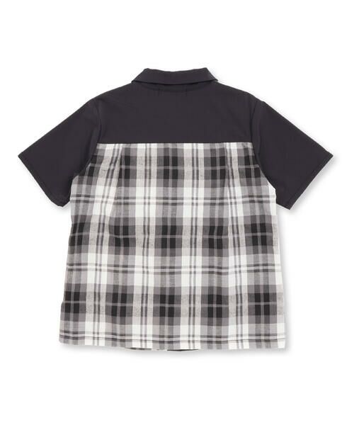 BeBe Petits Pois Vert / ベベ プチ ポワ ヴェール セットアップ | チェック＆無地切り替え半袖シャツ+ハーフパンツセットアップ(95~150cm) | 詳細6